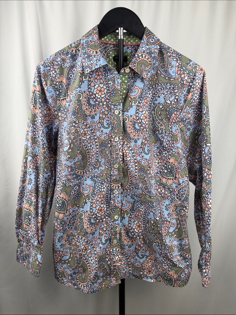 Talbots Paisley Button-Down Shirt in Light Blue, Green and Pink